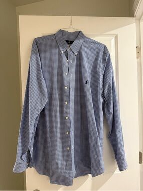 Polo by Ralph Lauren Blue and White Gingham Button-Down Shirt